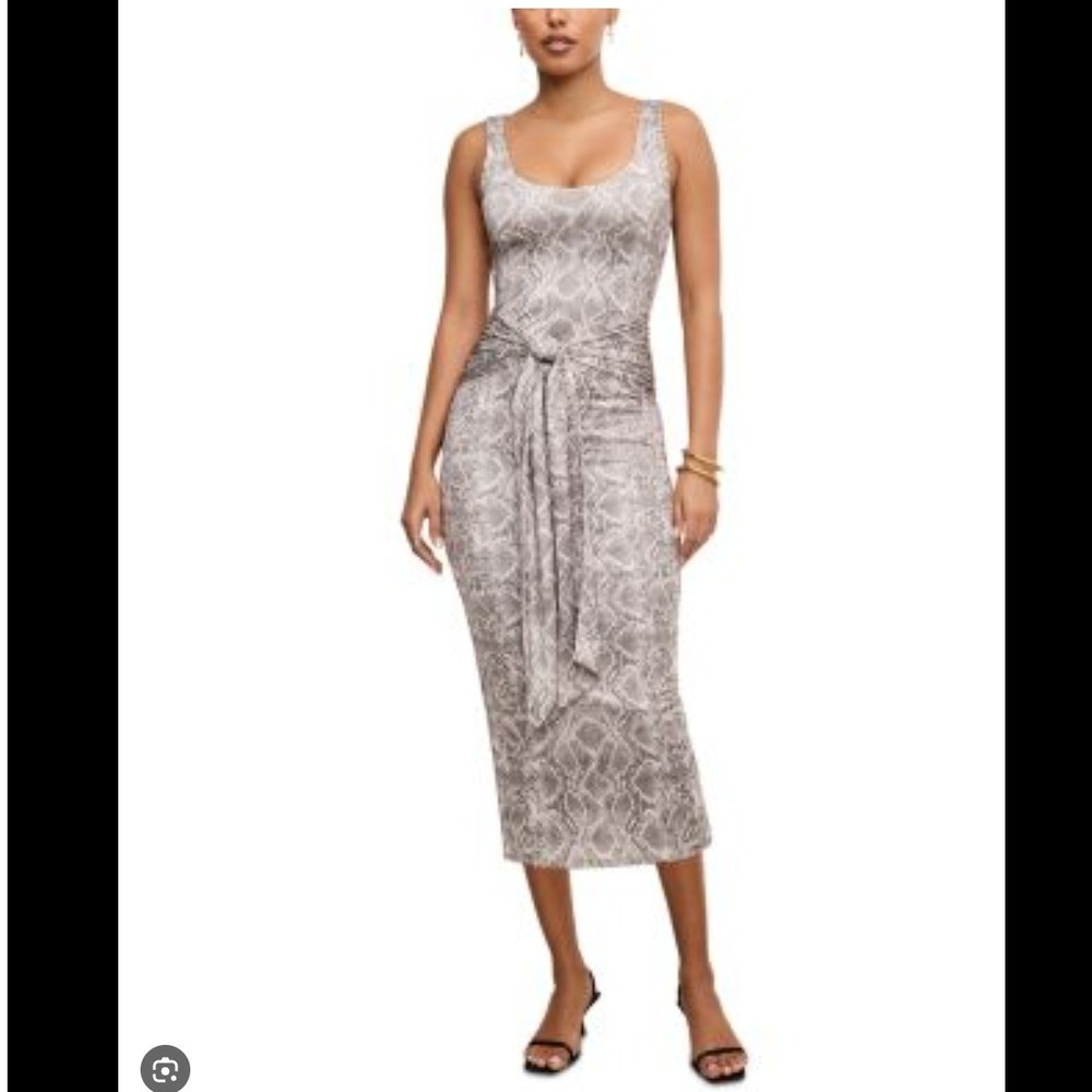 NWT GOOD AMERICAN Animal Print Midi Dress Tie Waist Sleeveless Plus 3XL